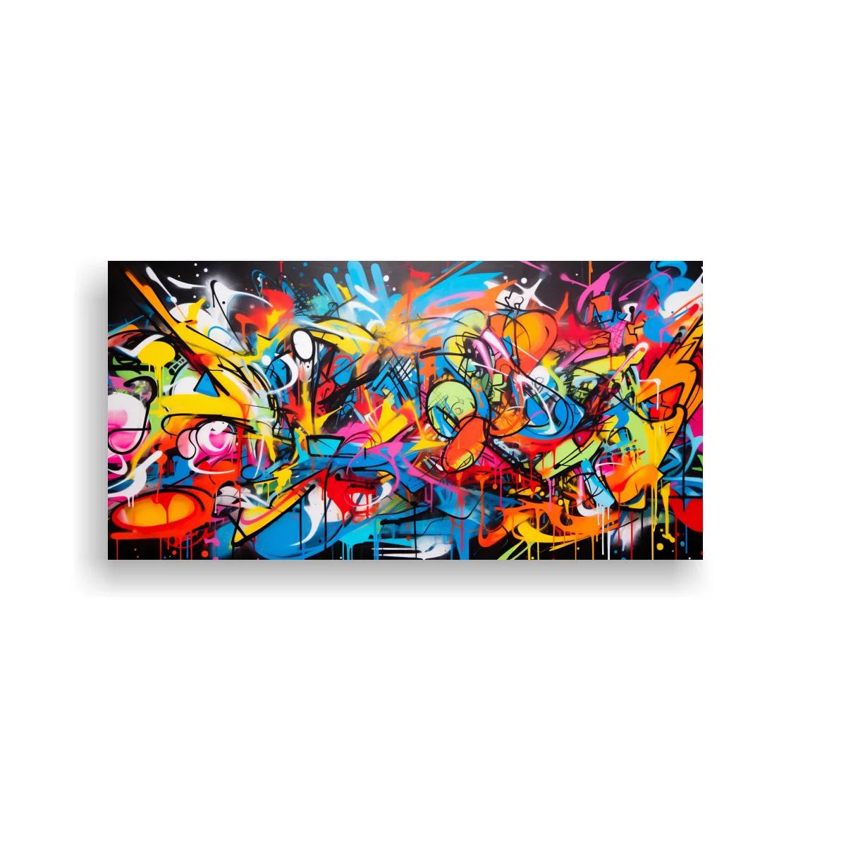 Cuadro graffiti abstracto con formas superpuestas