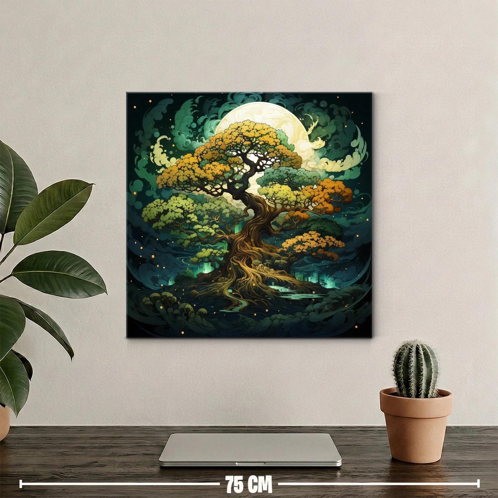 Árbol místico bajo la luz de luna llena en bosque encantado — miniatura 2