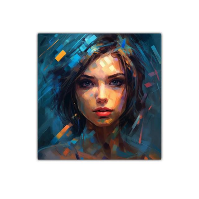 Retrato femenino contemporáneo con vibrantes colores