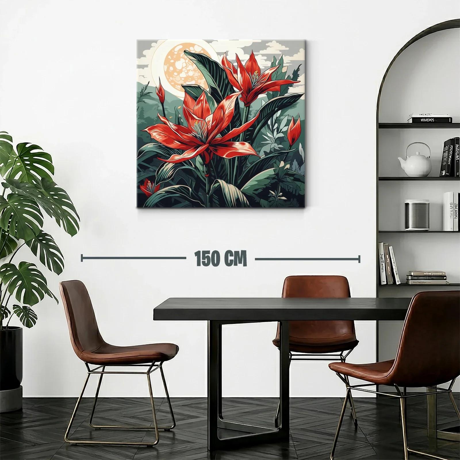 Exuberante cuadro floral con tonos rojos y verdes vivos — miniatura 2