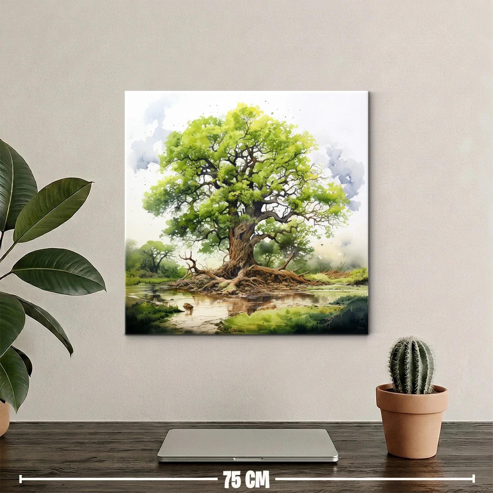 Majestuoso árbol junto a un tranquilo río en paisaje natural — miniatura 2