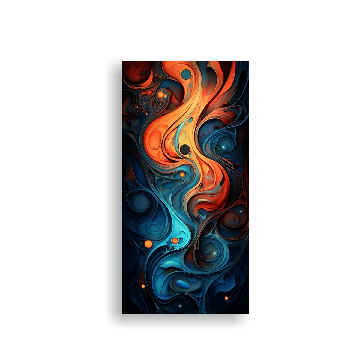 Cuadro formas fluidas abstractas con orbes brillantes