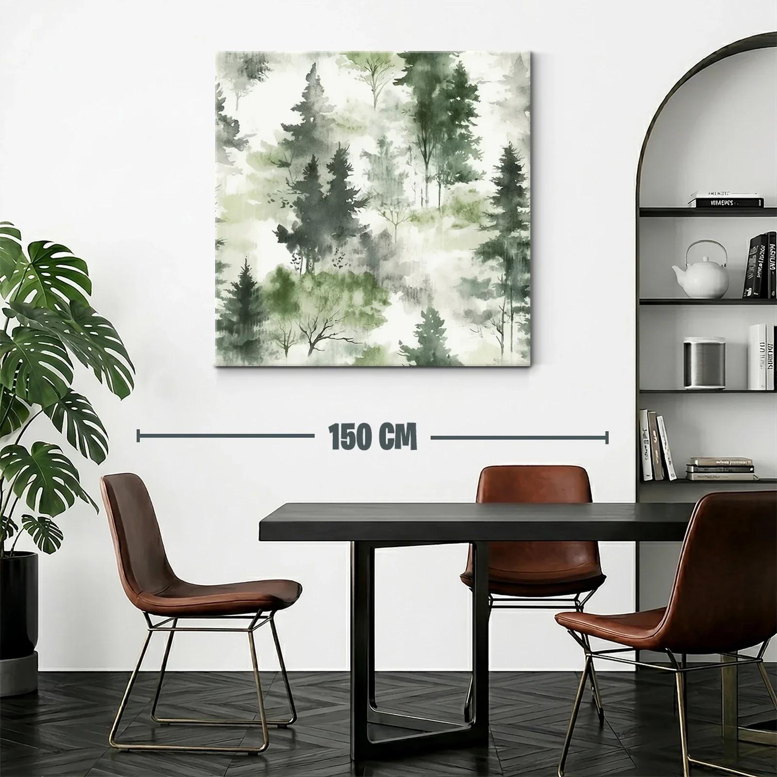 Tranquilo bosque en tonos verdes y grises suaves — miniatura 2