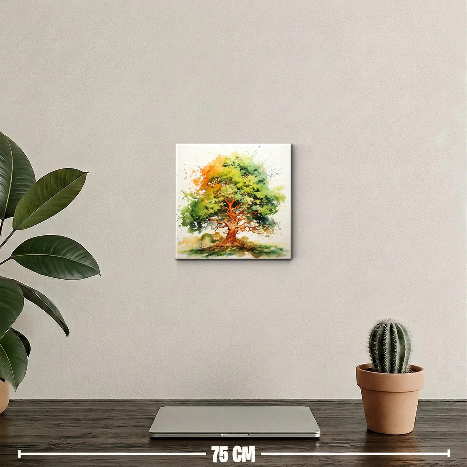 Árbol vibrante con follaje en tonos verdes y naranjas — miniatura 2