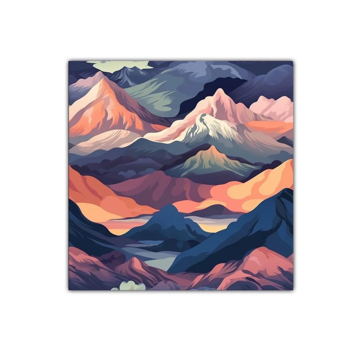 Paisaje de montañas en tonos cálidos y fríos contrastantes — imagen principal