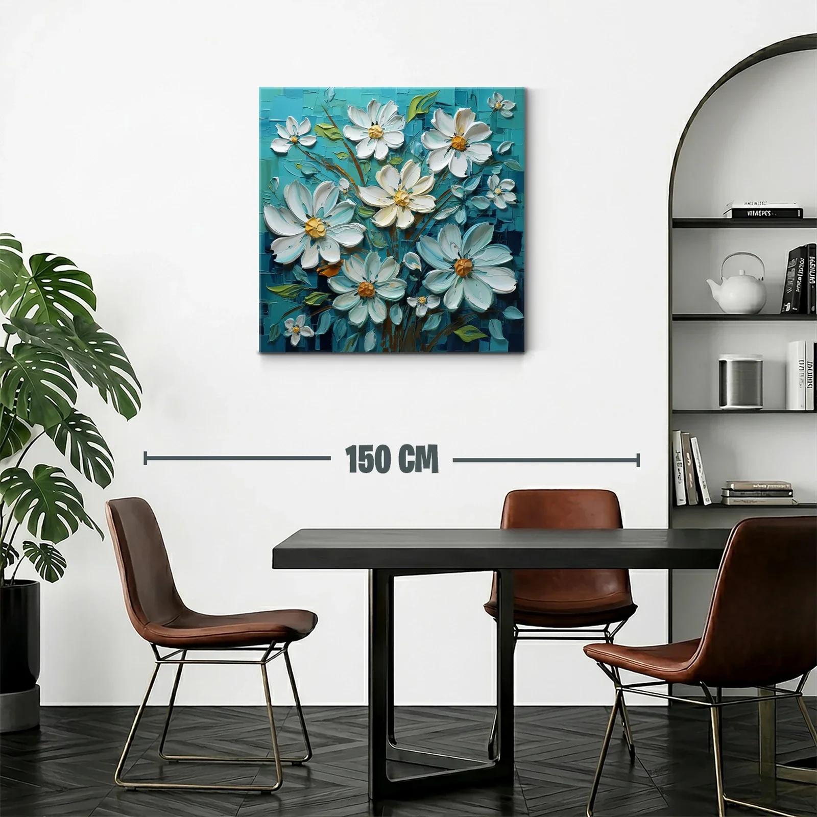 Flores blancas con fondo turquesa de gran textura — miniatura 2
