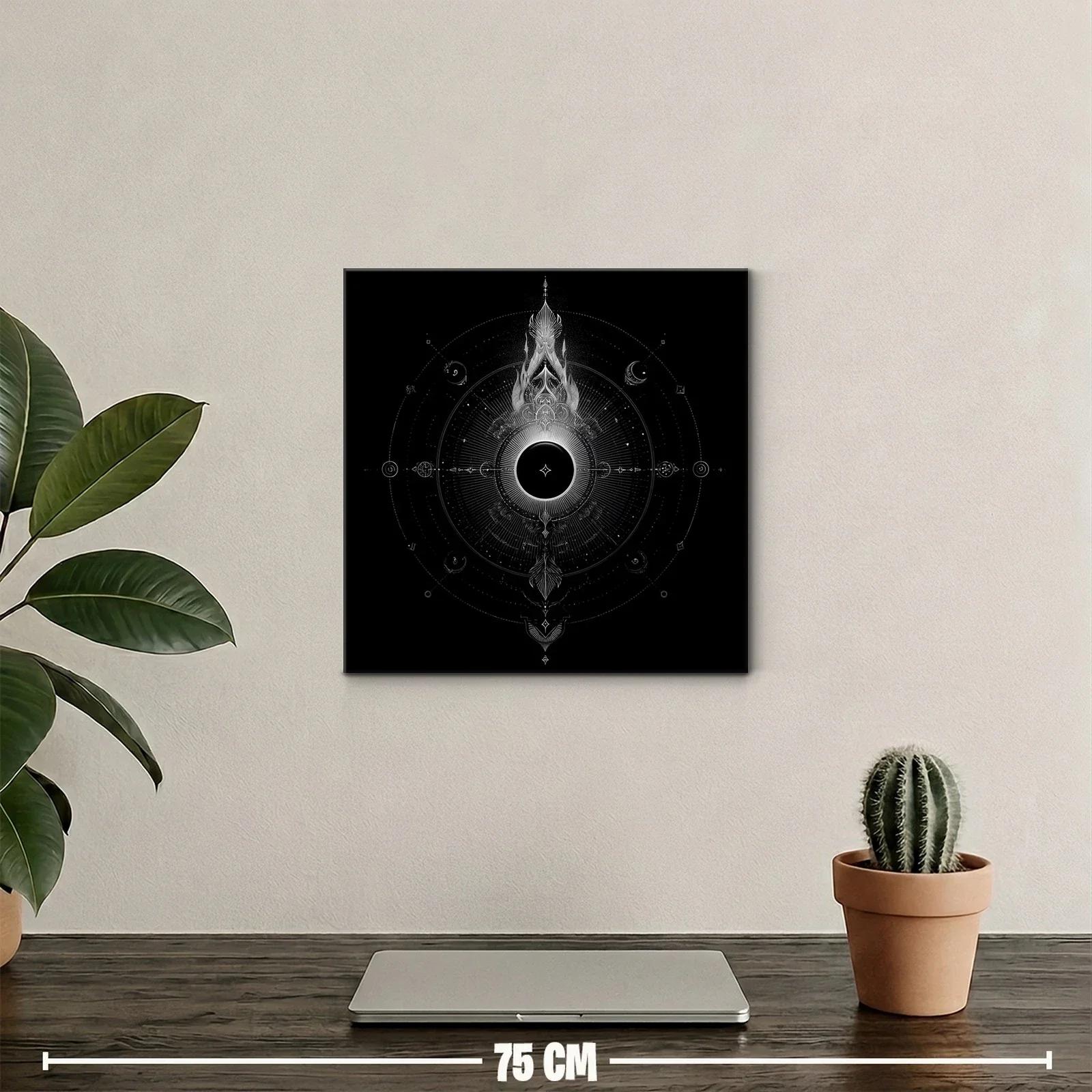 Mandala cósmico en blanco y negro de estilo místico — miniatura 2