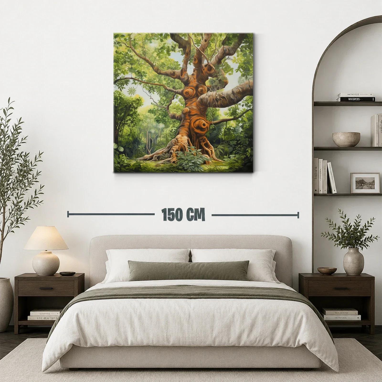 Majestuoso árbol en bosque verde y luces cálidas — miniatura 3