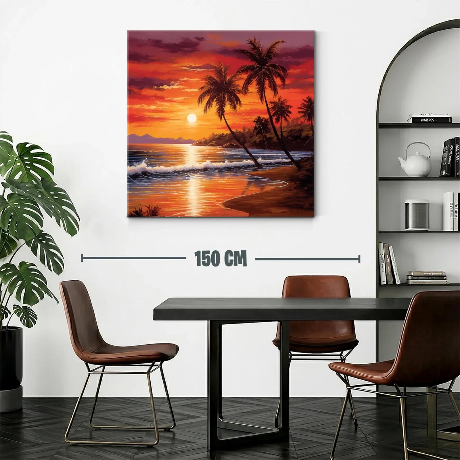 Atardecer tropical con palmeras en playa serena — miniatura 2