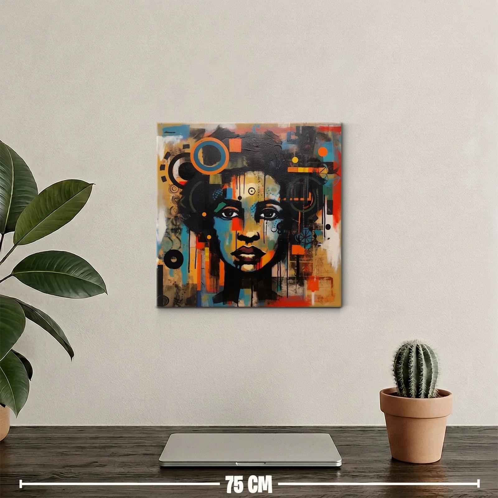 Rostro femenino abstracto con vibrante paleta cálida — miniatura 2