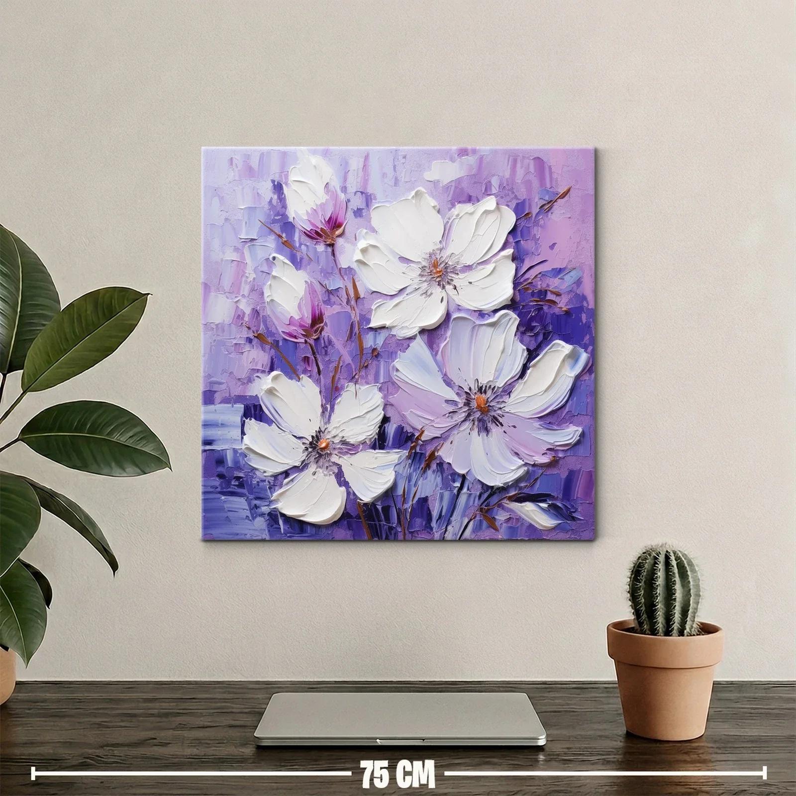 Flores blancas sobre un fondo violeta en relieve — miniatura 2