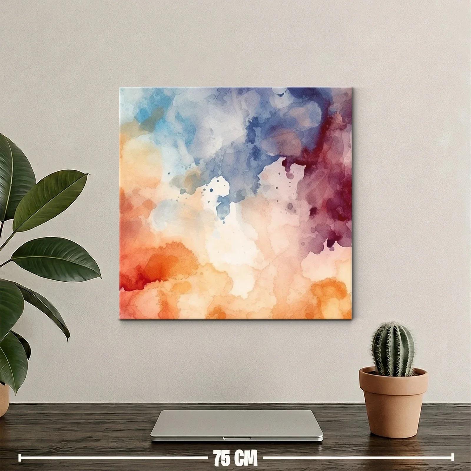 Cuadro abstracto en tonos cálidos y fríos vibrantes — miniatura 2