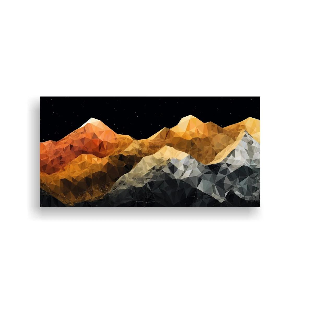 Cuadro cordillera de montañas geométrica con cumbres nevadas