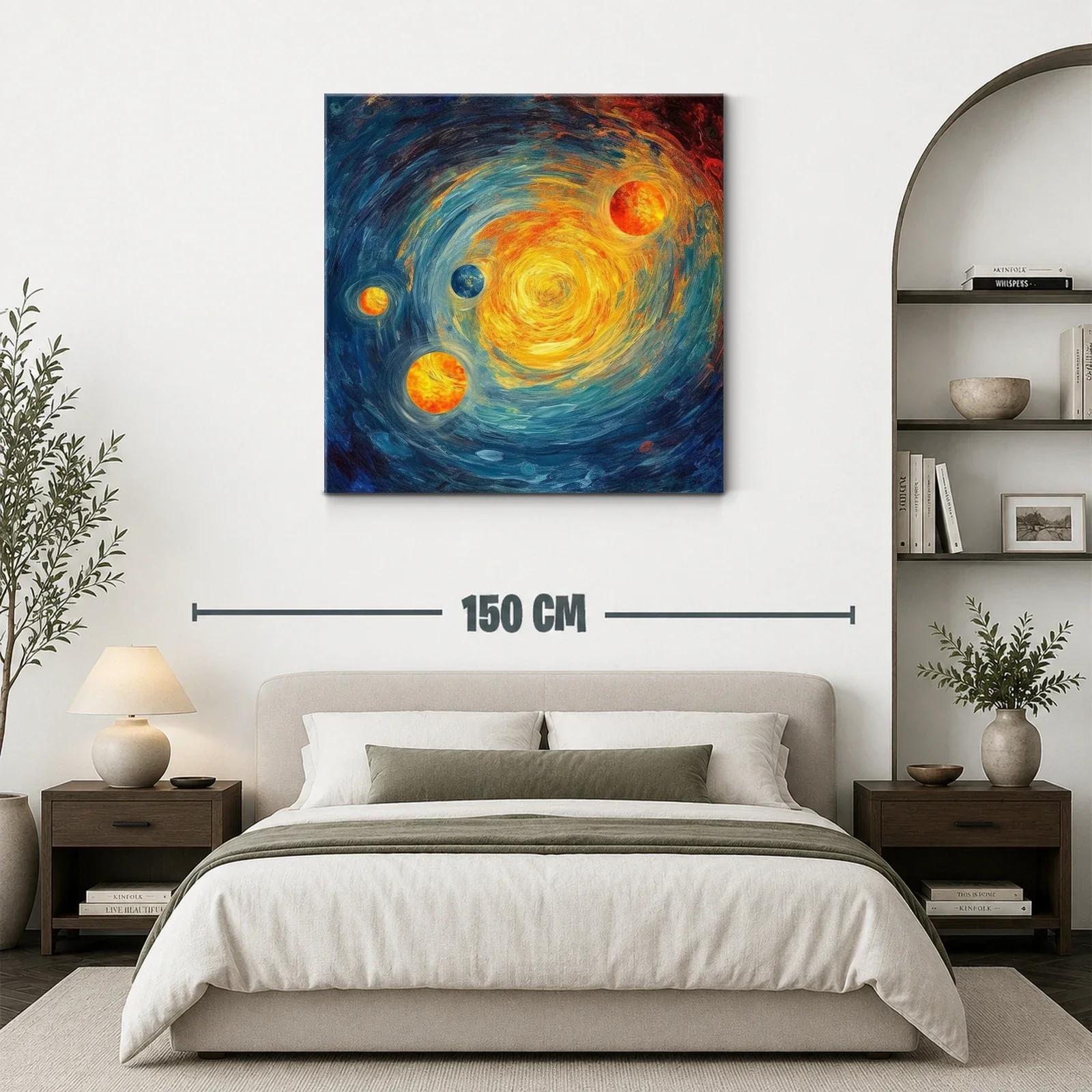 Galaxia vibrante con planetas iluminados y remolinos cósmicos — miniatura 3
