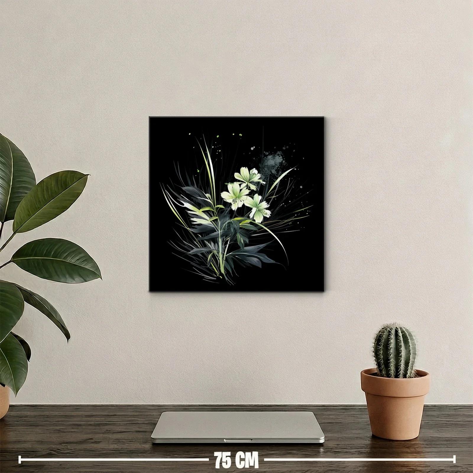 Elegancia natural con flores blancas sobre fondo negro — miniatura 2