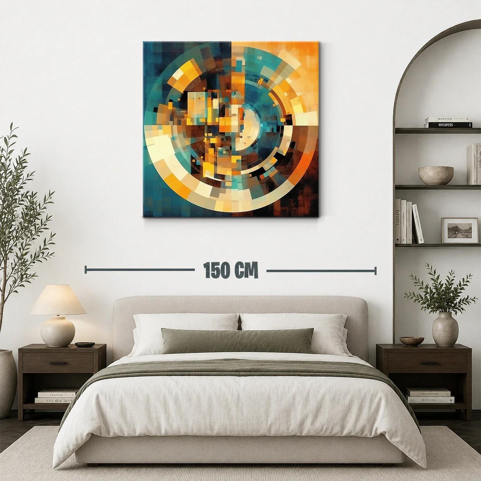 Cuadro con diseño abstracto y paleta cálida y azulada — miniatura 3