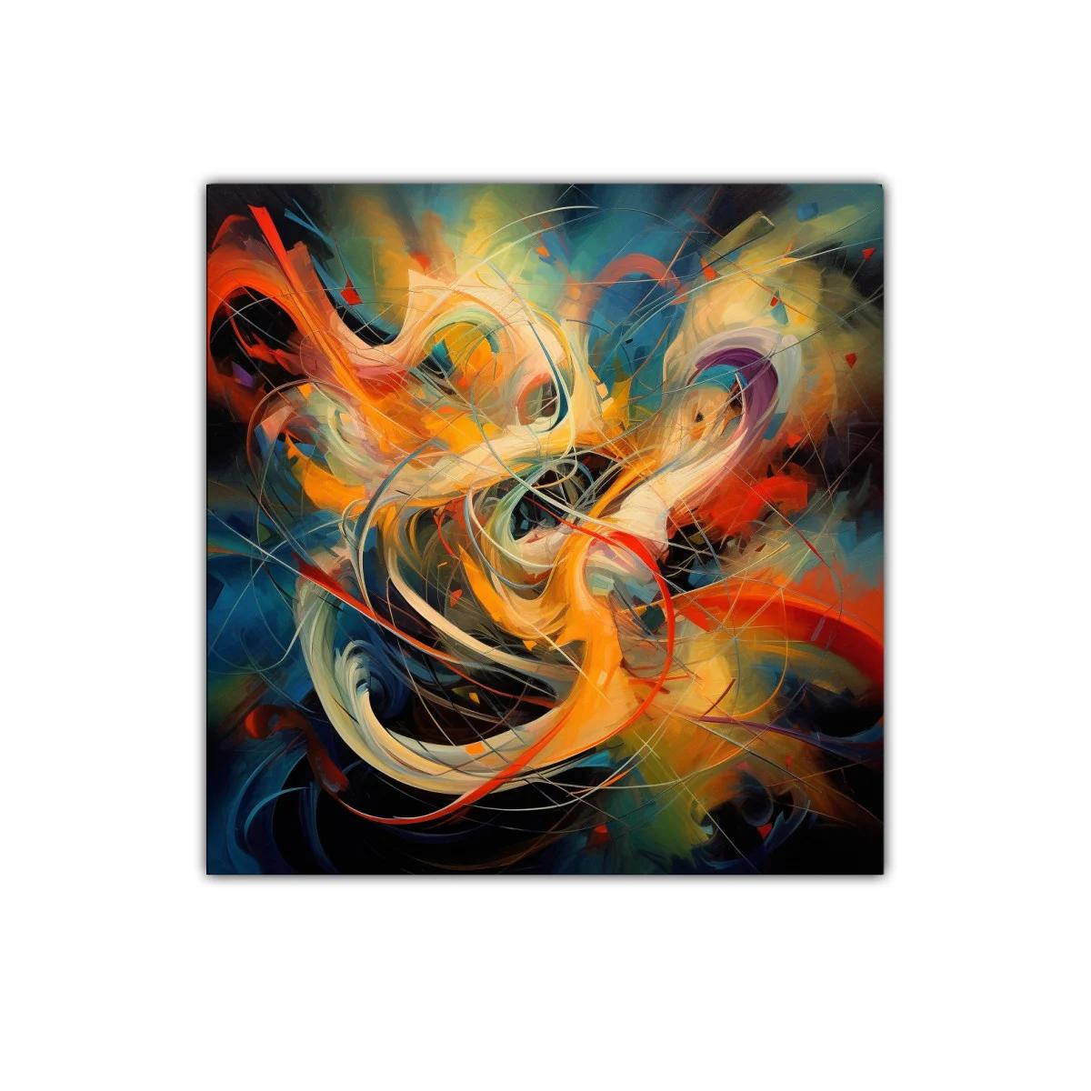 Cuadro decorativo con formas dinámicas y colores vibrantes