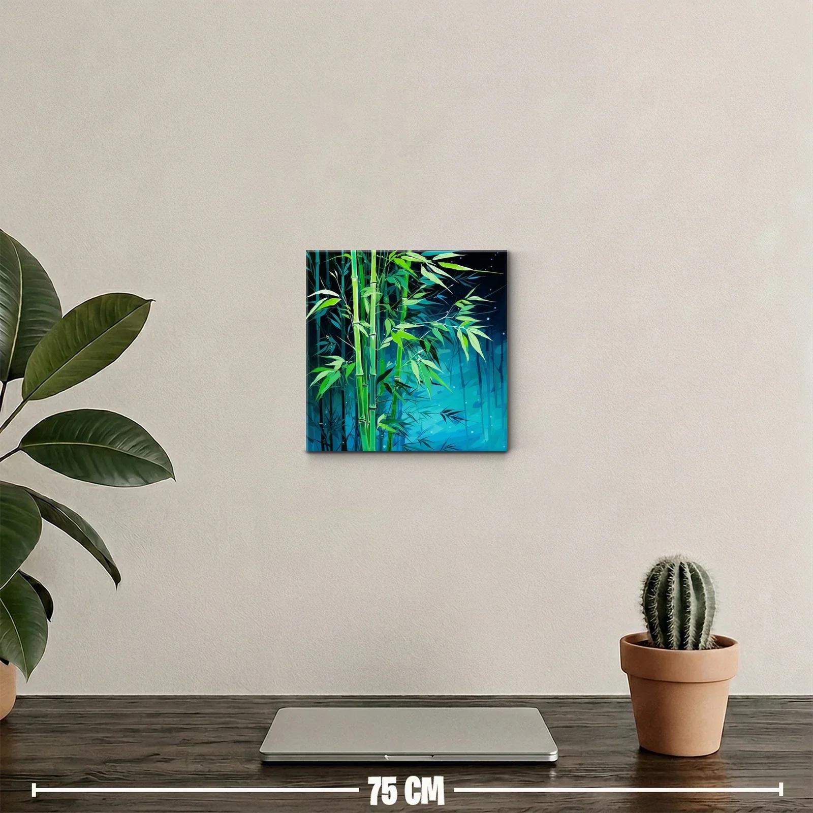 Cuadro decorativo con exuberante bambú en tonos verdes y azules — miniatura 2