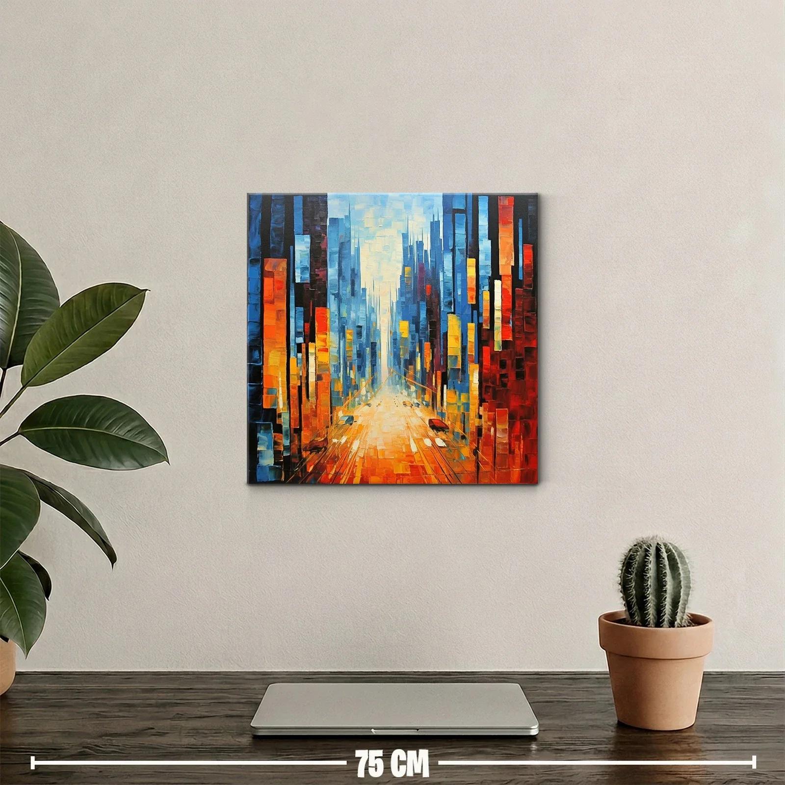 Vista urbana vibrante con luces y reflejos dorados — miniatura 2