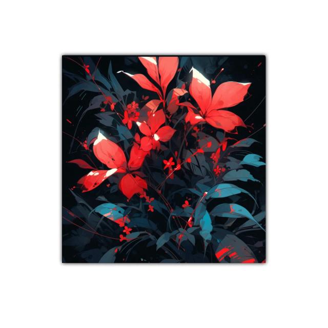 Cuadro decorativo de flores rojas sobre fondo oscuro elegante