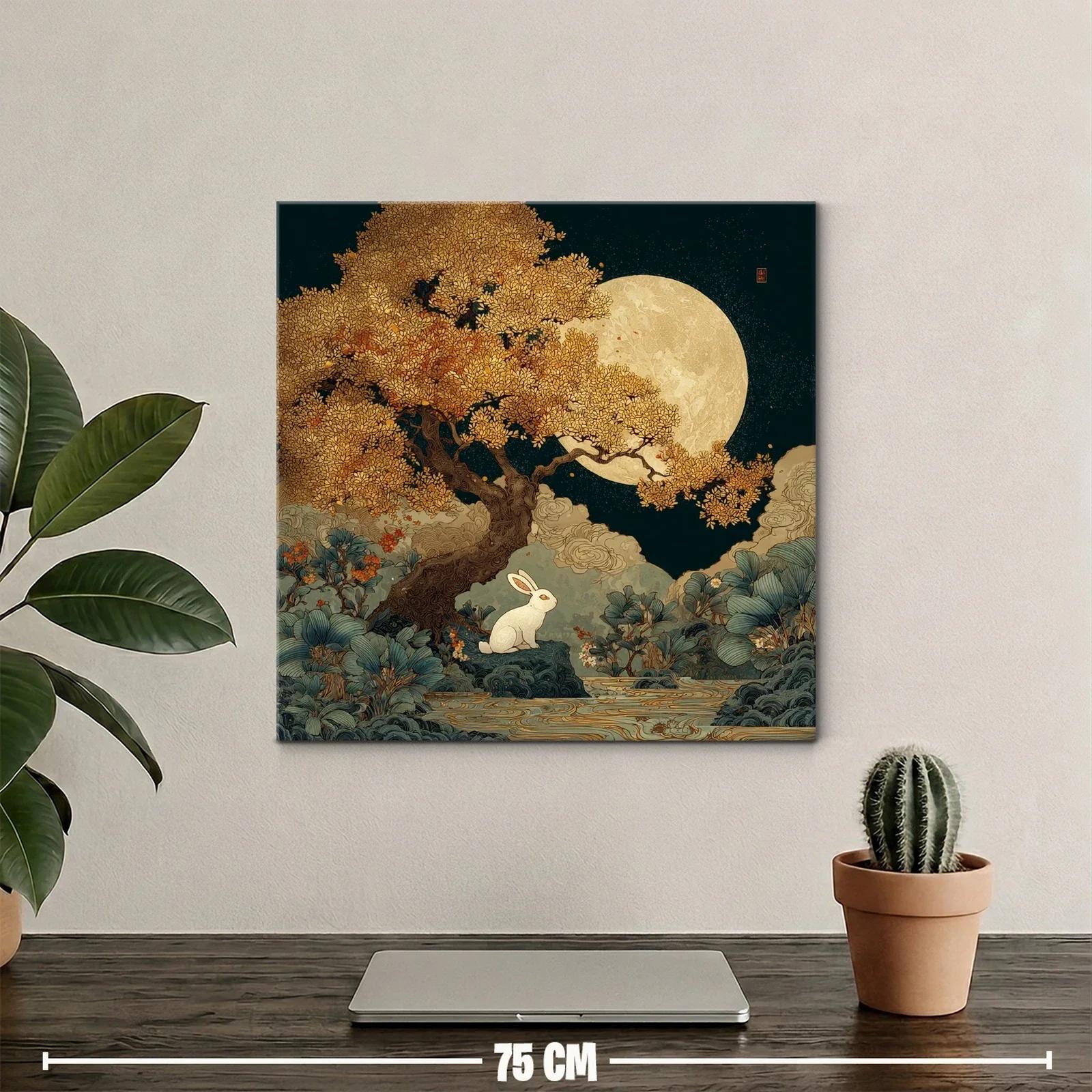 Armonía Nocturna con Árbol Dorado y Conejo Blanco — miniatura 2