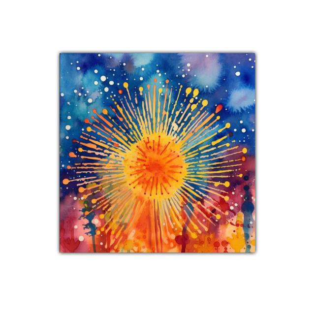 Explosión de Sol en Paisaje Cósmico de Colores Vibrantes