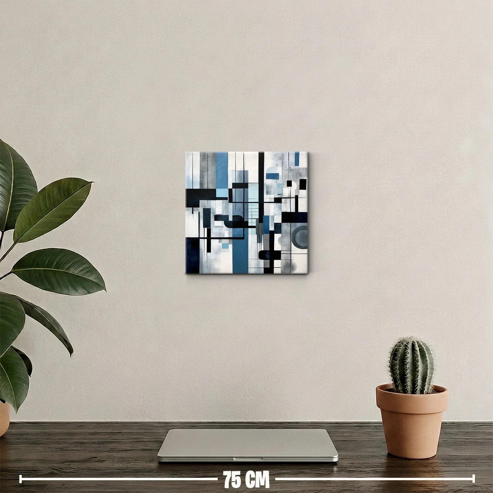 Arte abstracto con tonos azules y grises para decoración moderna — miniatura 2