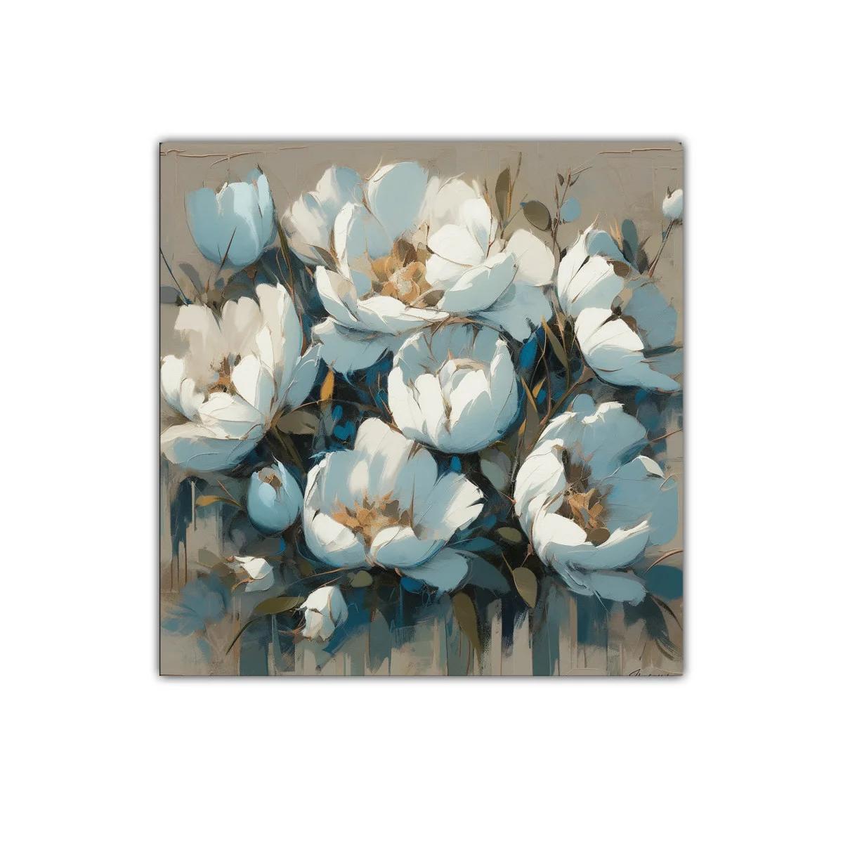 Ramillete de flores blancas y azules con pinceladas suaves — imagen principal