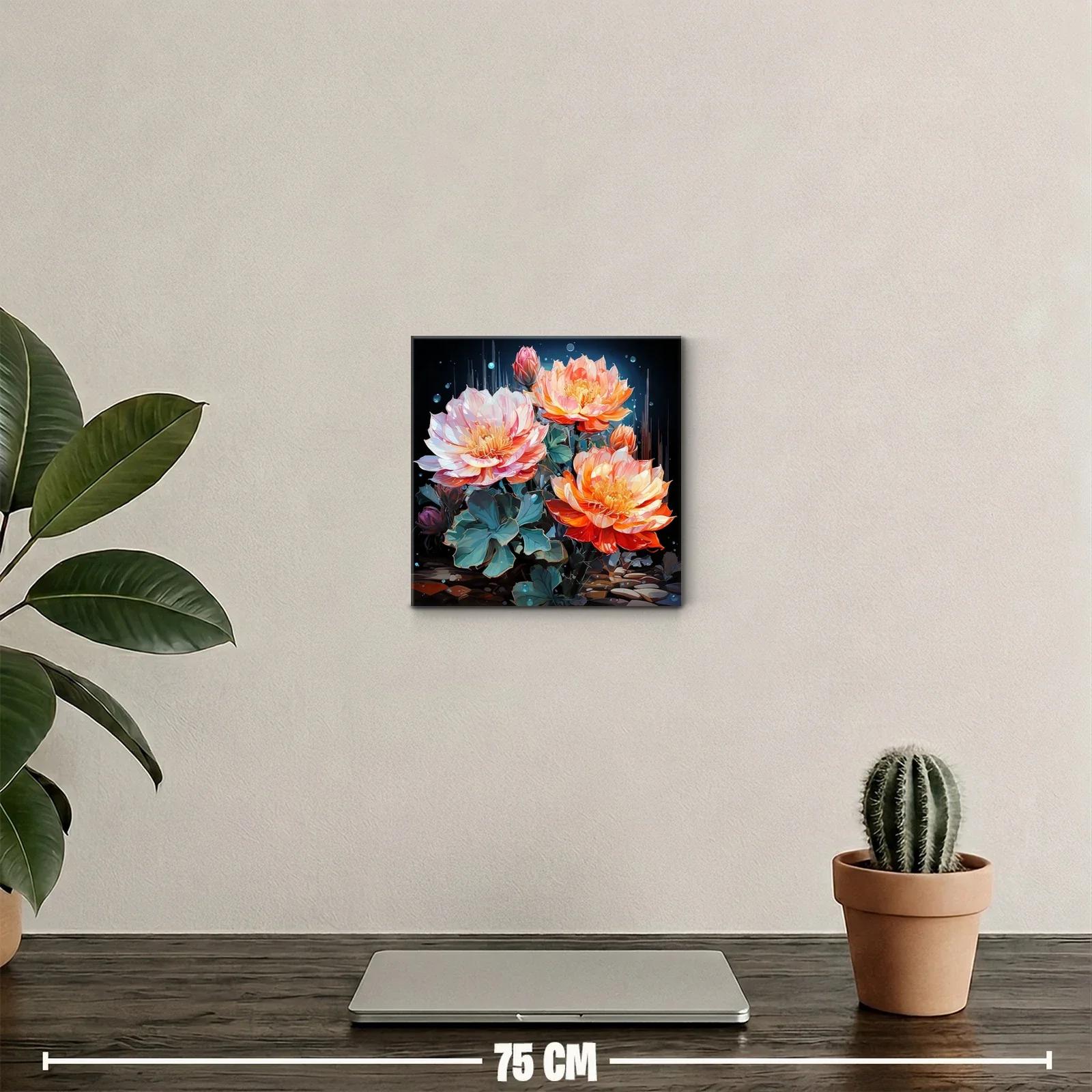 Cuadro decorativo con esplendorosas flores anaranjadas y rosas — miniatura 2