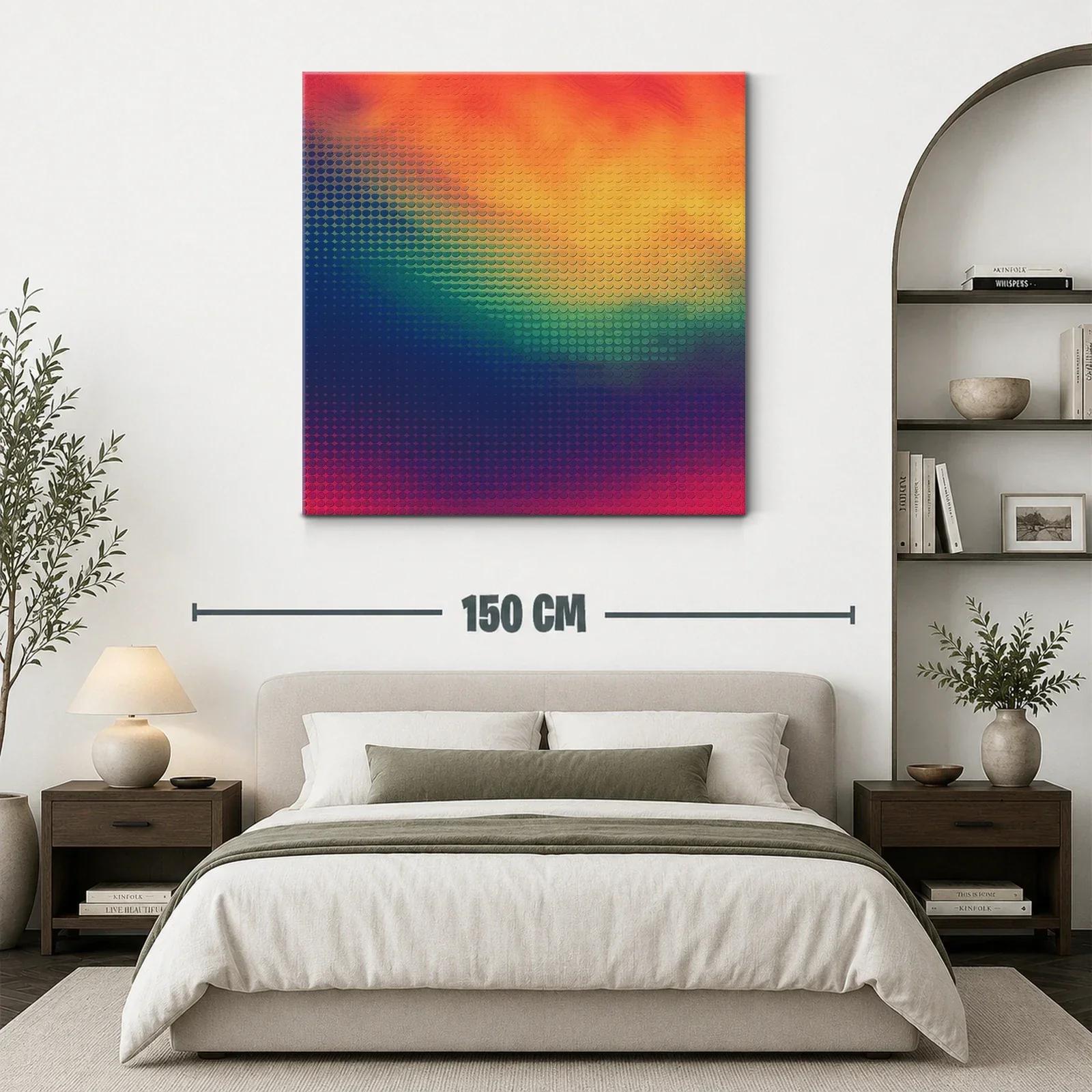 Cuadro abstracto moderno con patrones degradados y vibrantes — miniatura 3