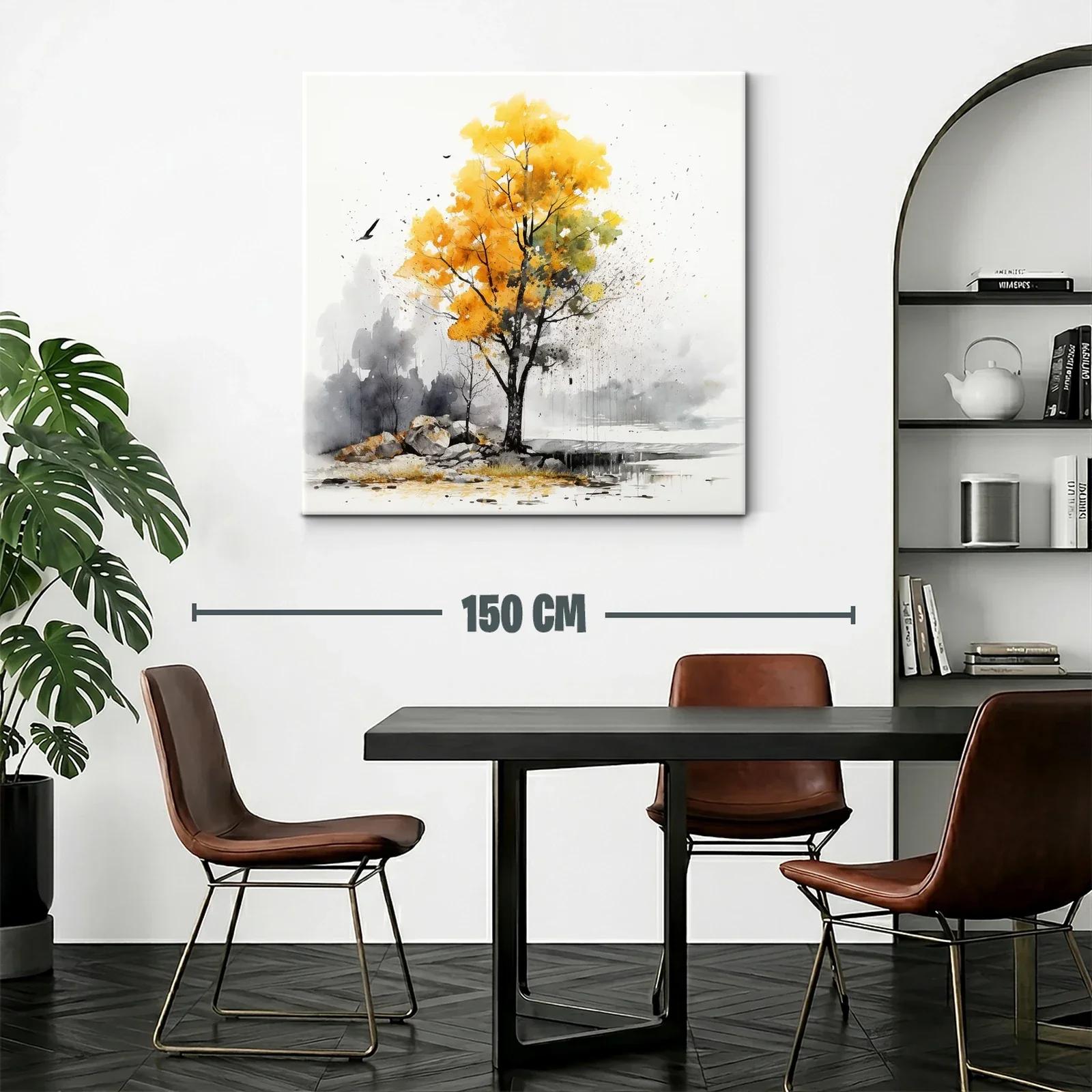 Árbol otoñal con tonalidades doradas y grises suaves — miniatura 2