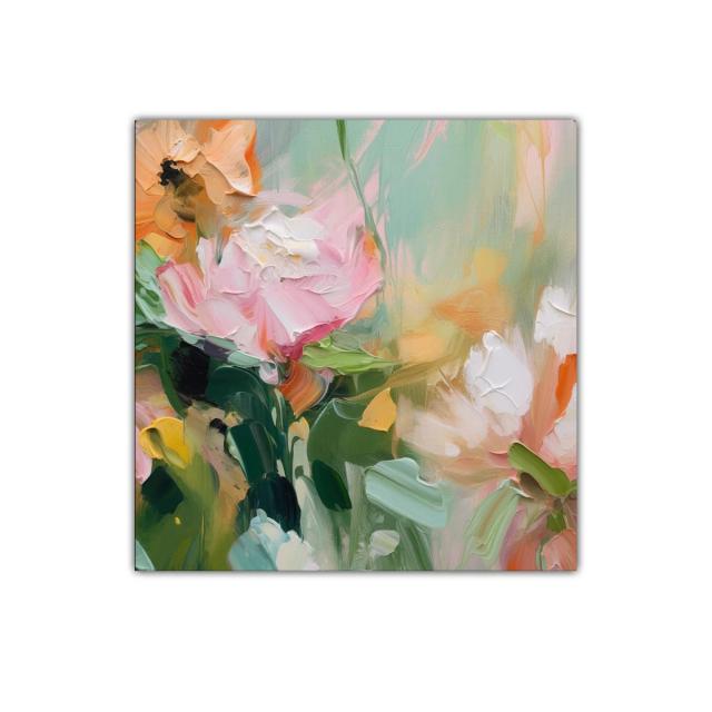 Cuadro decorativo con flores en tonalidades pastel brillantes