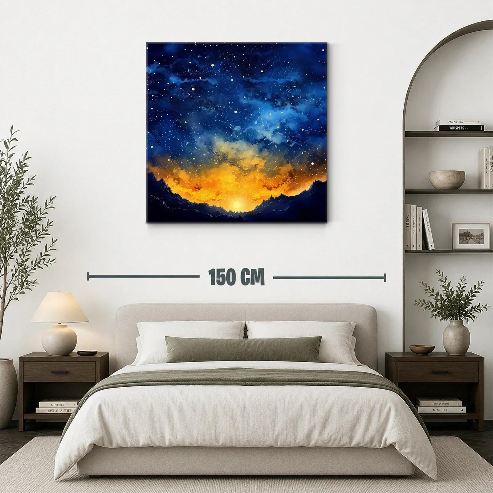 Paisaje Cósmico con Cielo Estrellado y Amanecer Dorado — miniatura 3