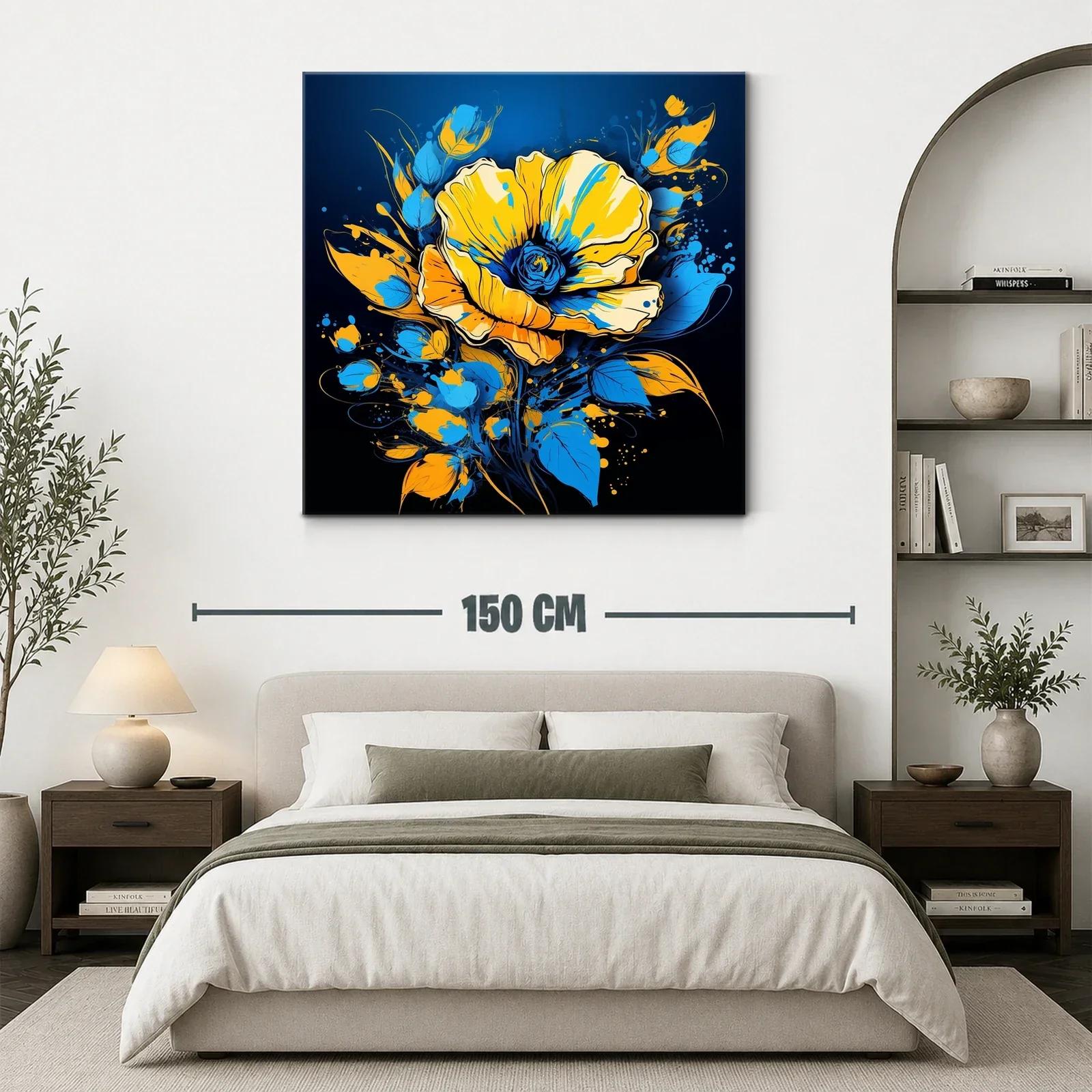 Flor vibrante en tonos azules y amarillos contrastantes — miniatura 3