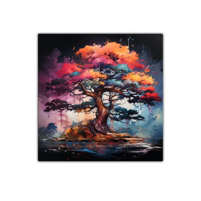 Árbol lleno de vida con tonos vibrantes y detalle dinámico