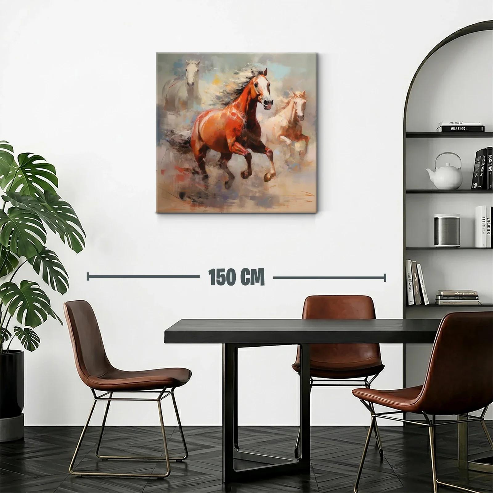 Cuadro de caballos en movimiento con tonos cálidos y suaves — miniatura 2