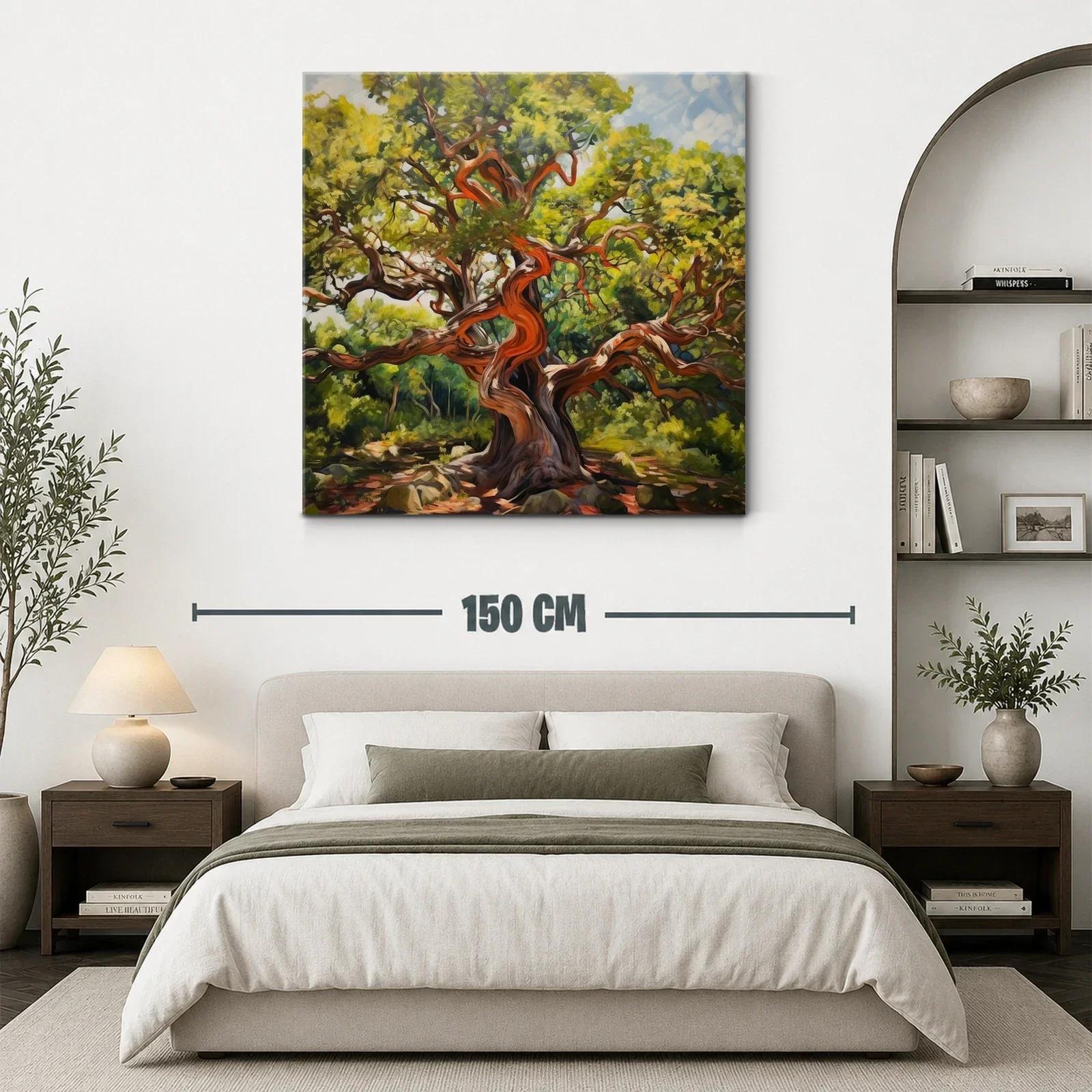 Árbol con ramas sinuosas y follaje exuberante en tonos verdes — miniatura 3
