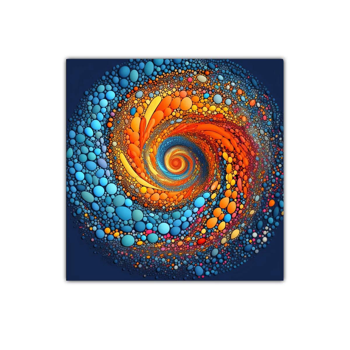 Explosión cromática en espiral de formas circulares