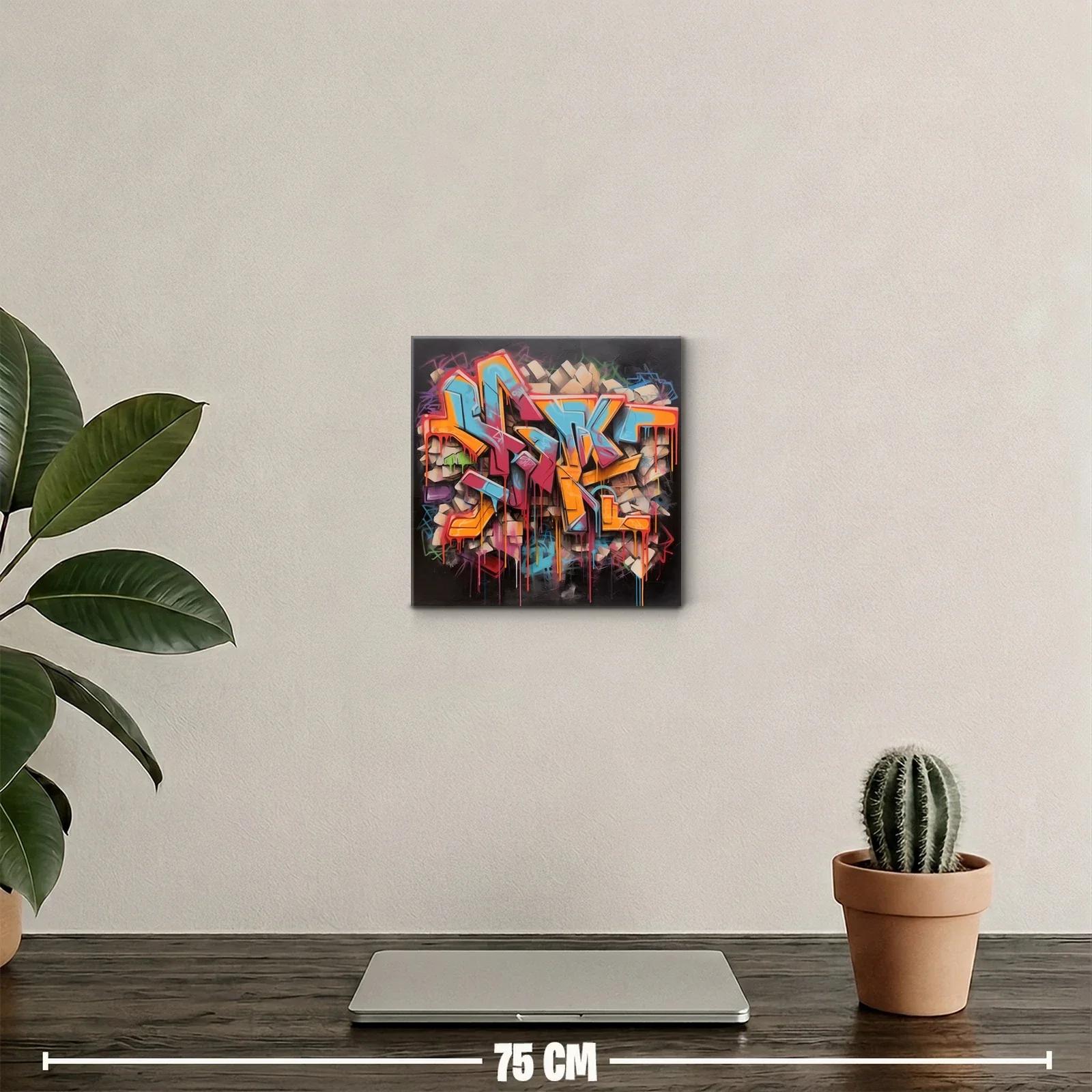 Cuadro urbano con grafiti colorido y efecto 3D — miniatura 2
