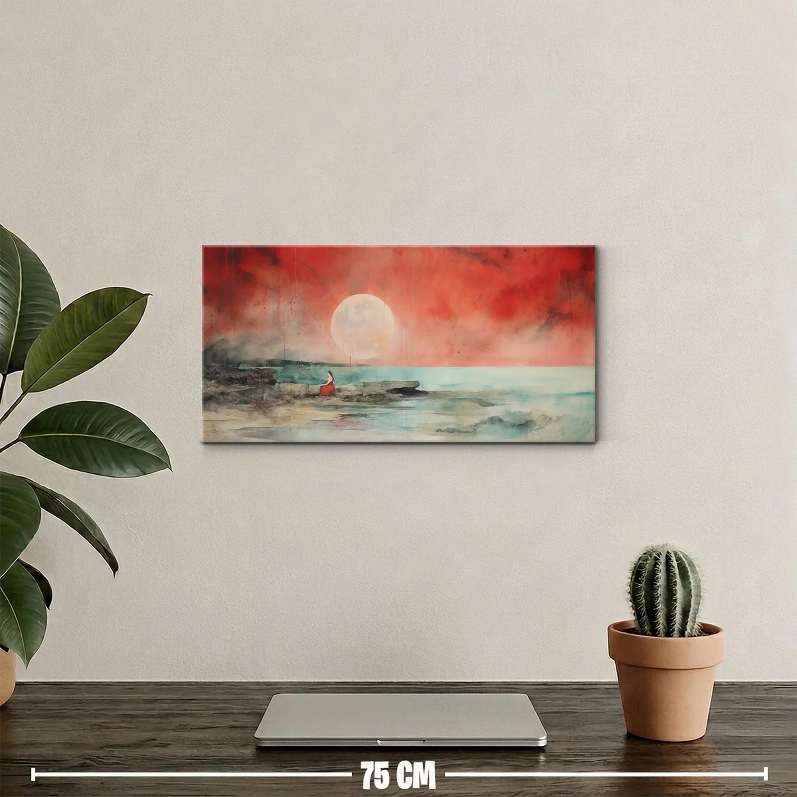 Cuadro velero con vela roja y gran sol claro — miniatura 2