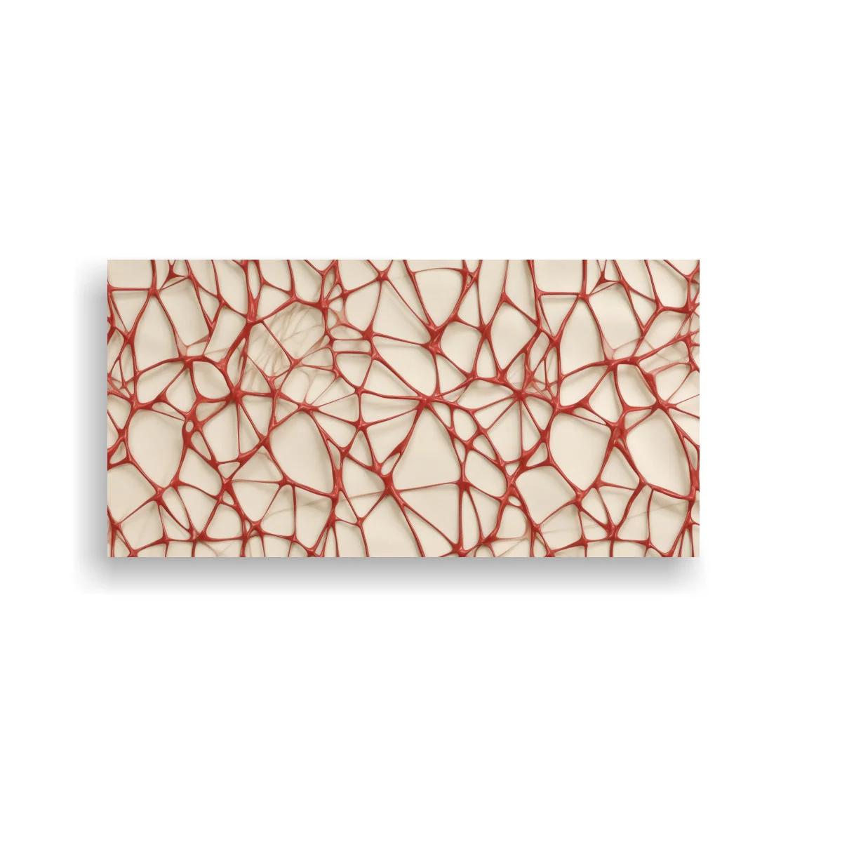 Cuadro red de líneas rojas sobre fondo crema