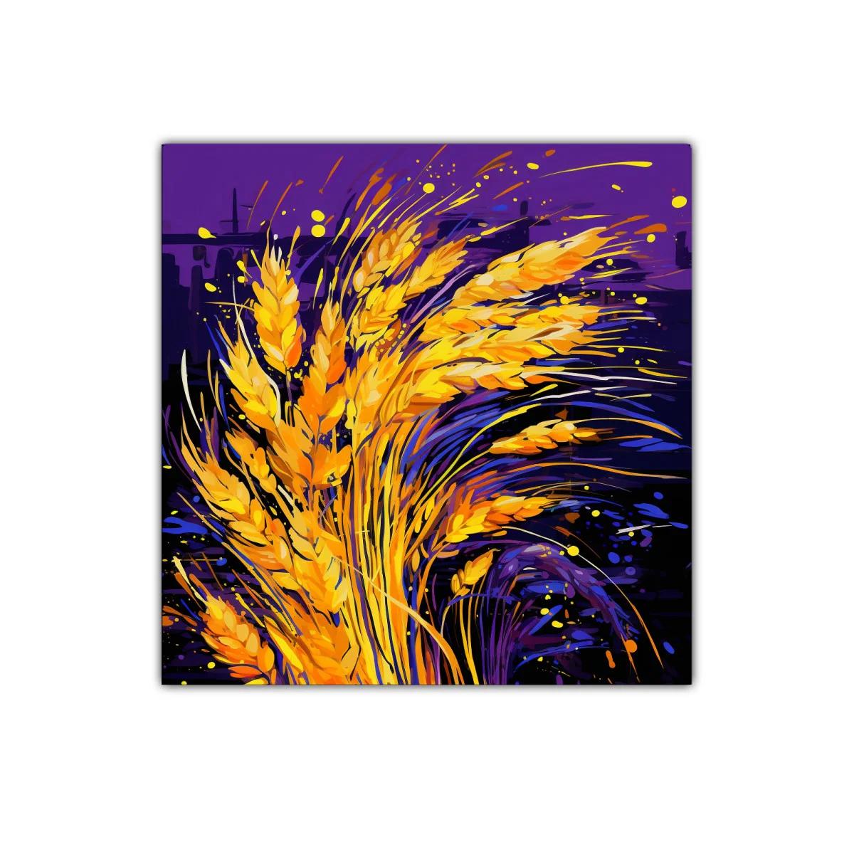 Vibrante ramo de trigo en tonos dorados y morados — imagen principal