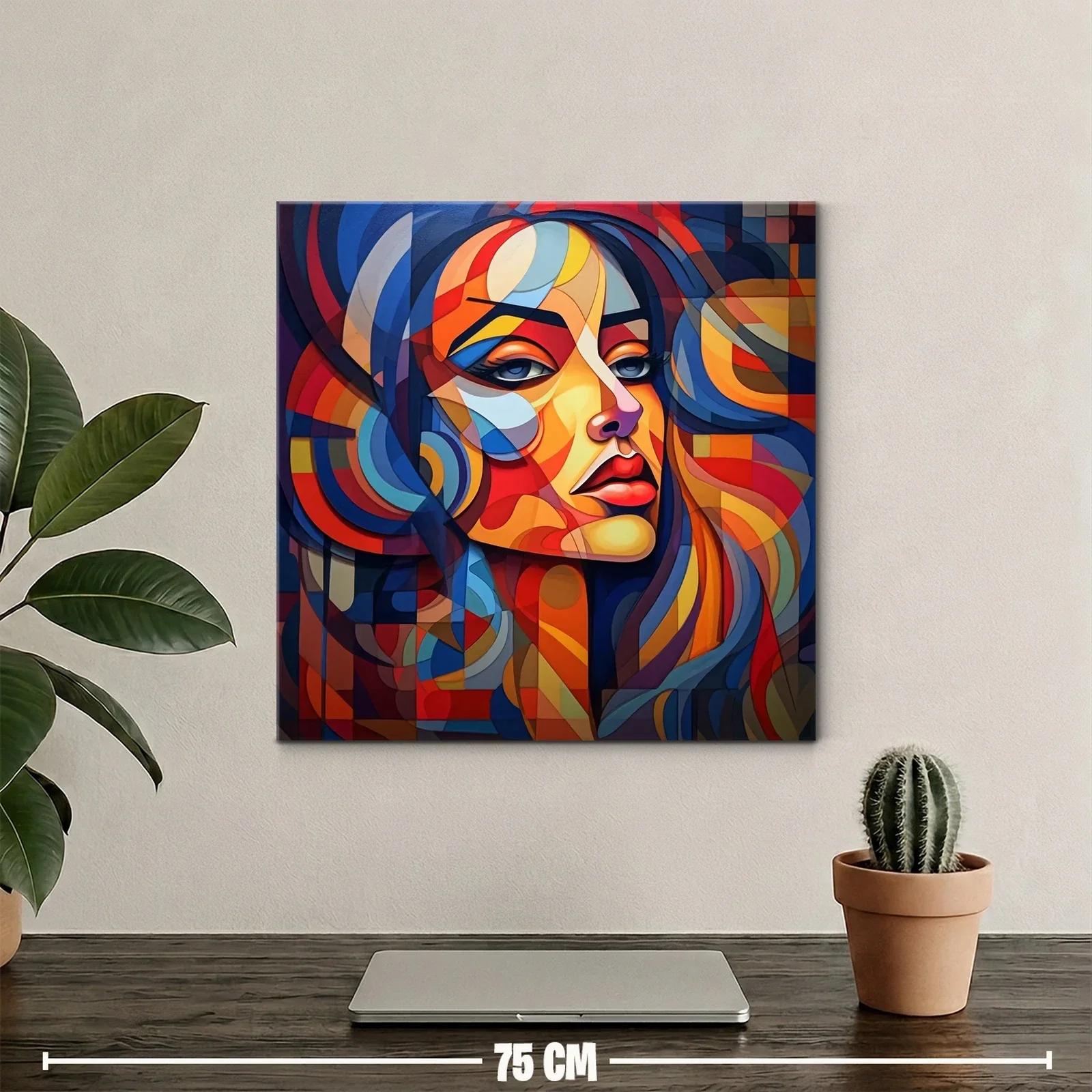 Retrato abstracto vibrante con rostro femenino expresivo — miniatura 2
