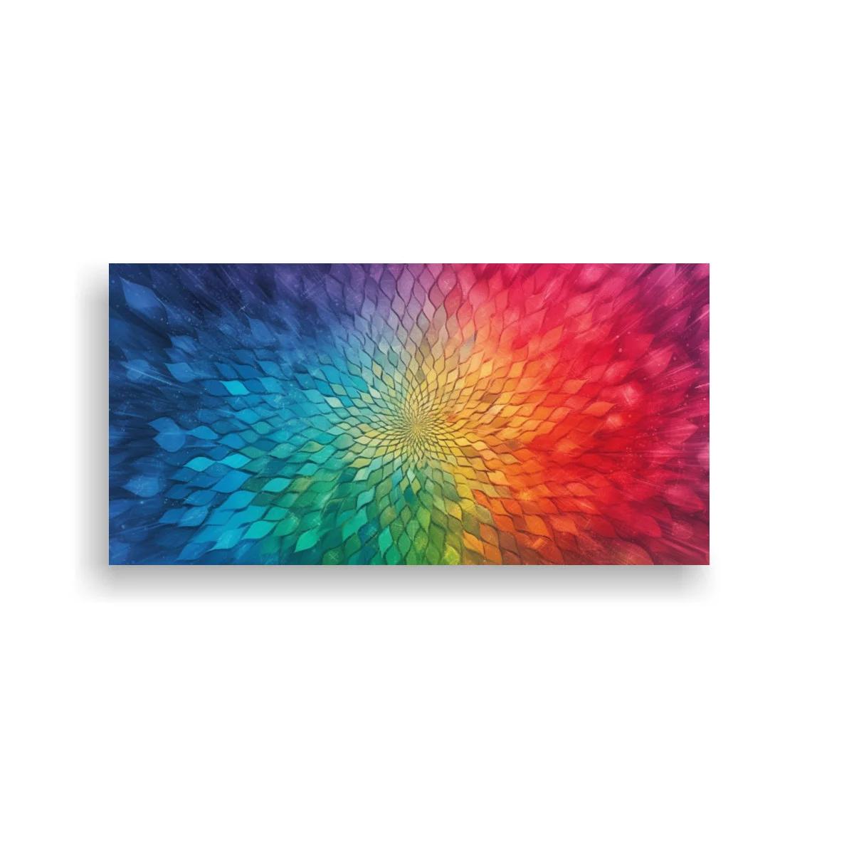 Cuadro espiral radial multicolor con núcleo luminoso