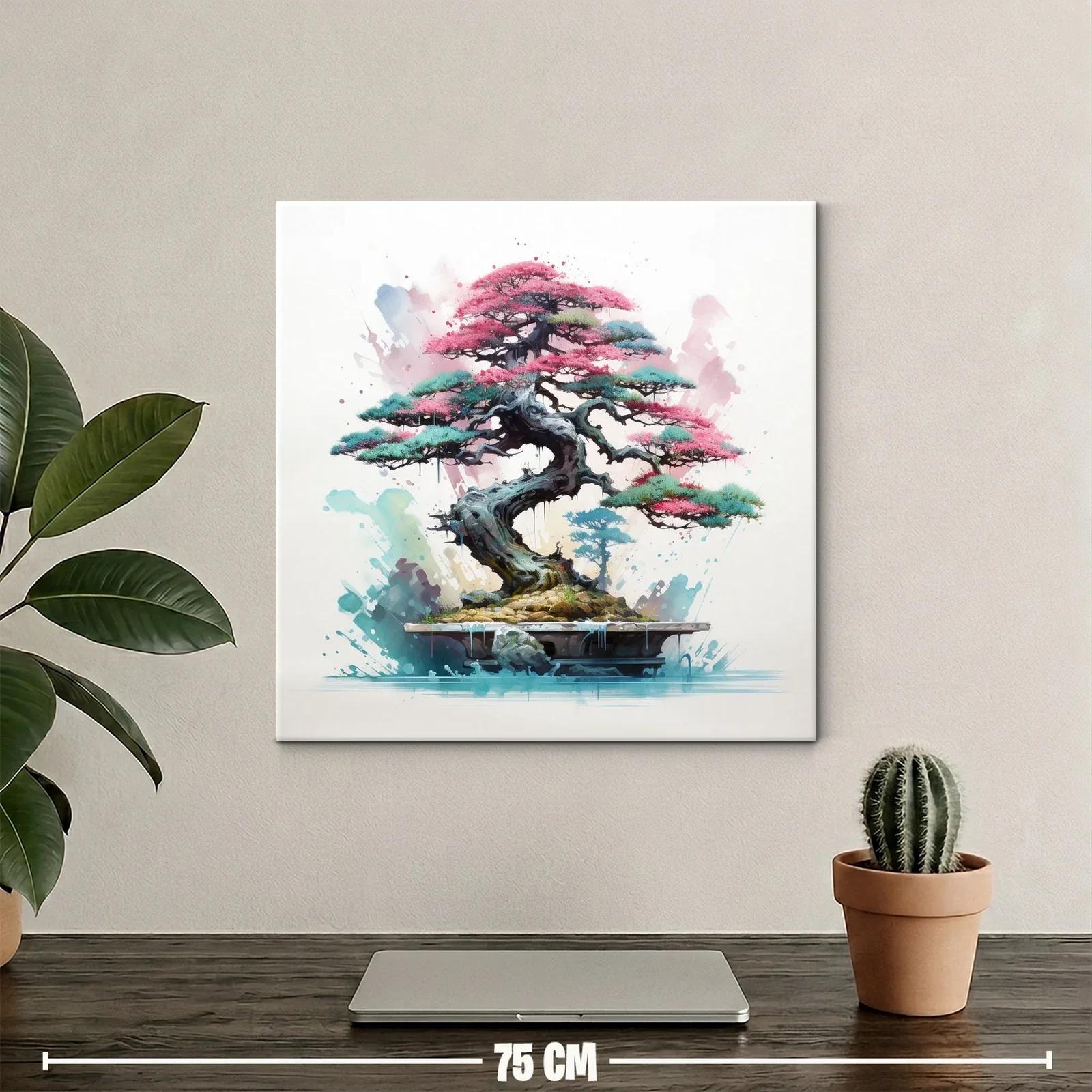 Árbol bonsái vibrante con tonos rosas y verdes — miniatura 2