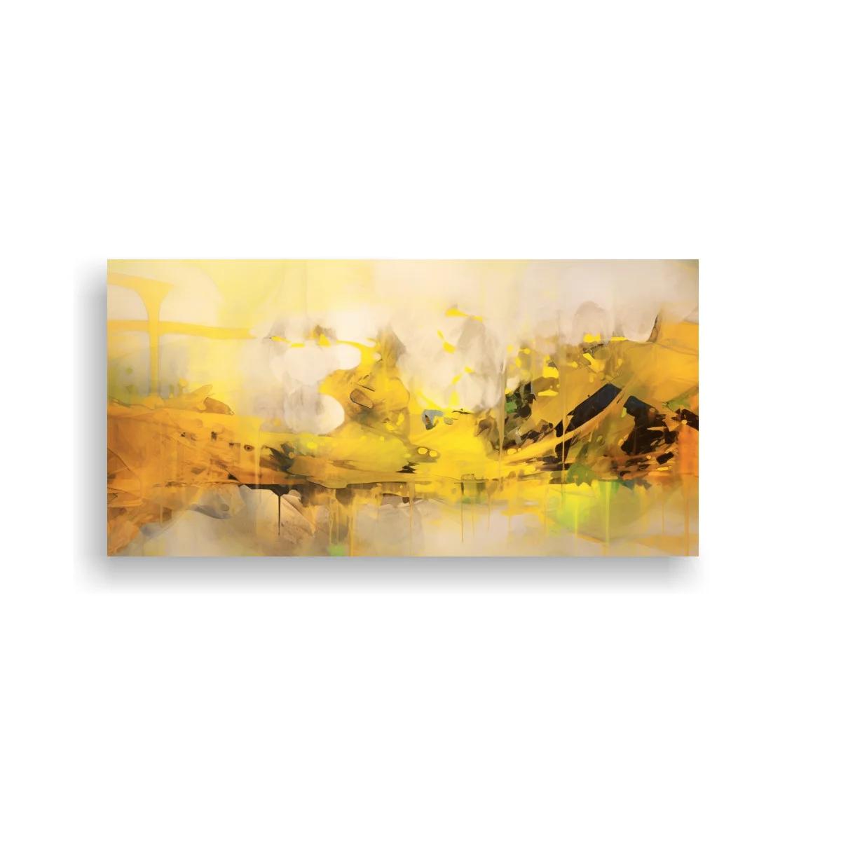 Cuadro paisaje abstracto dorado con horizonte sugerido — imagen principal