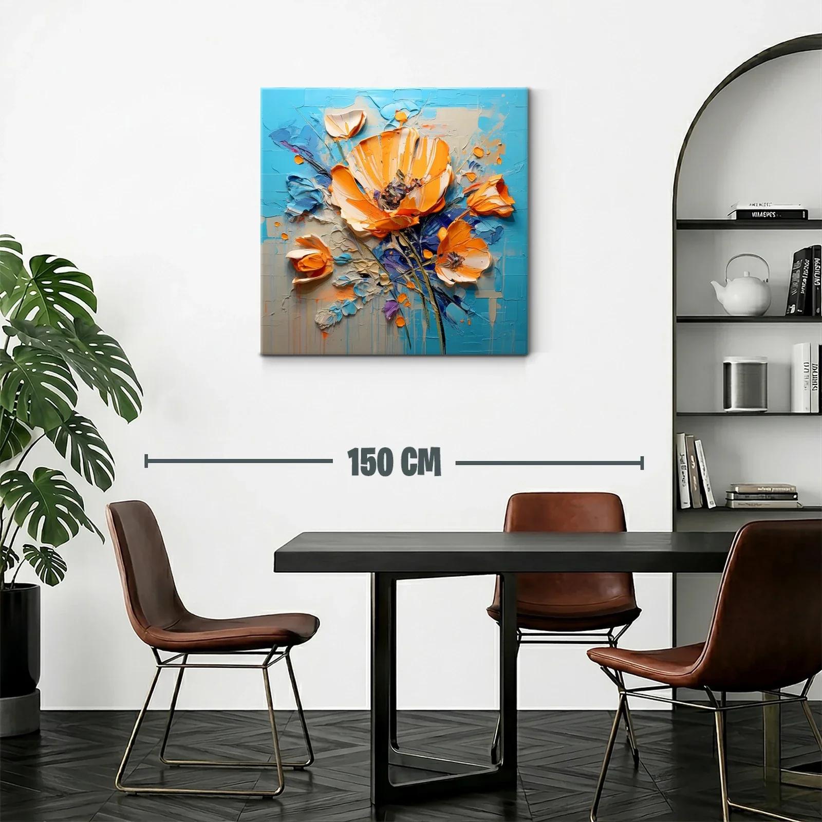 Composición floral vibrante con tonos naranjas y azules — miniatura 2
