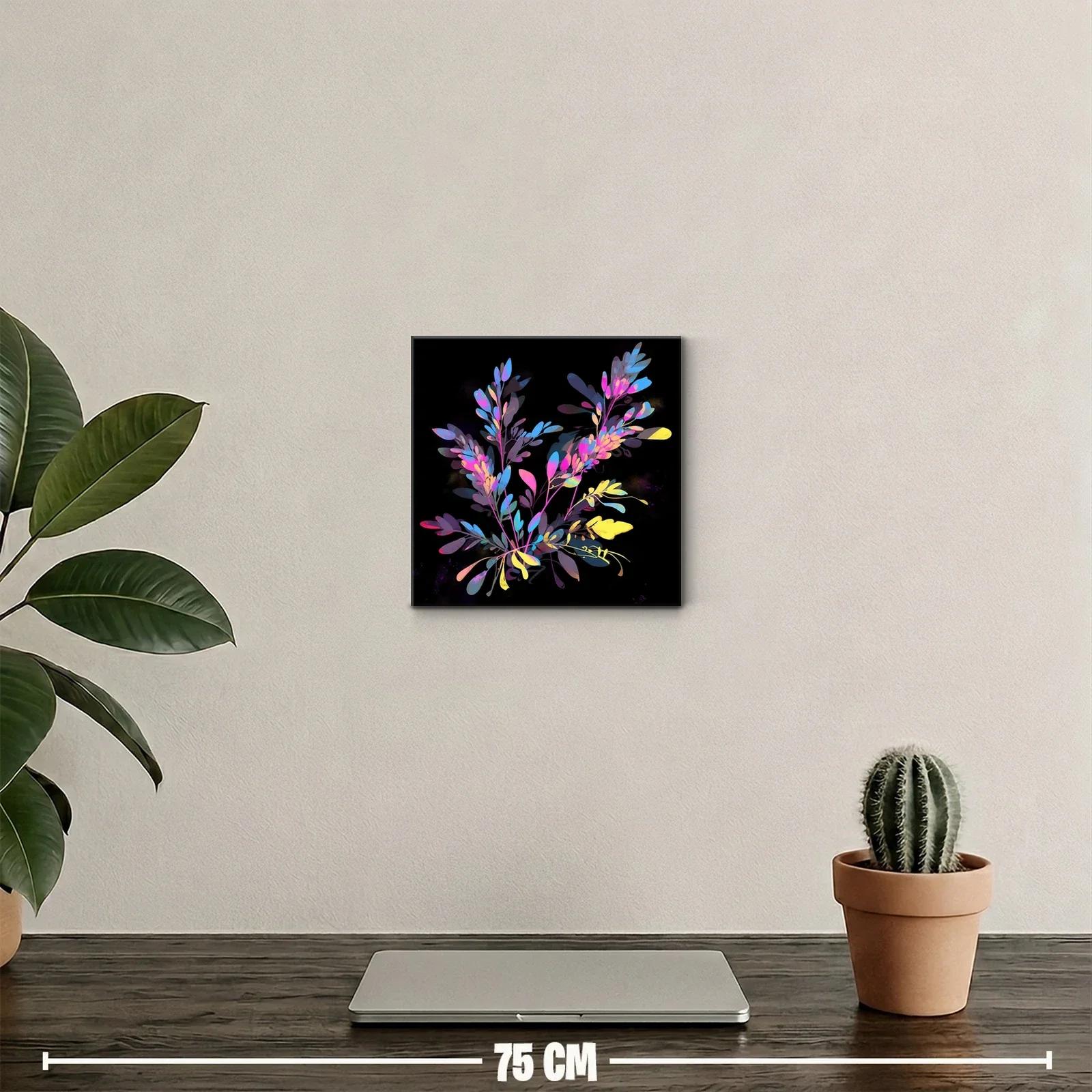 Composición floral vibrante con tonos neón sobre fondo oscuro — miniatura 2