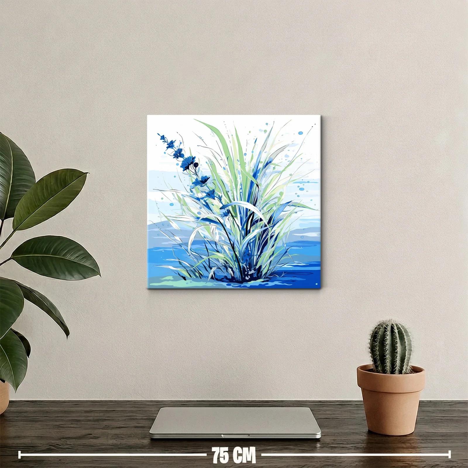 Ramillete azul con hojas verdes y fondo acuático — miniatura 2