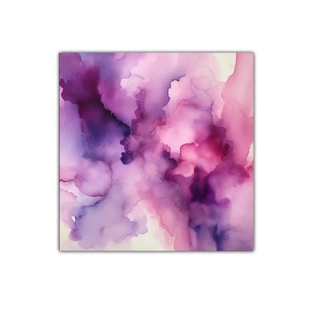 Cuadro abstracto en tonos violetas y rosas suaves